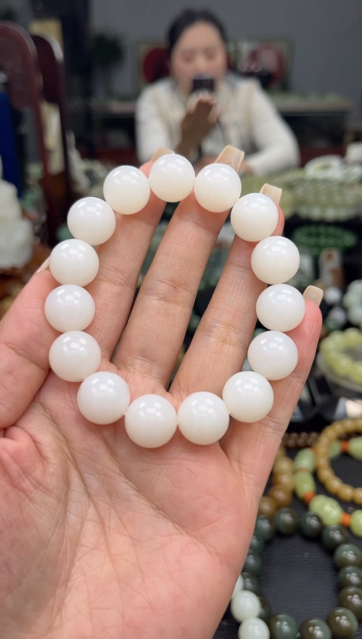 【闪购商品】和田玉手串未镶嵌新疆天泰白玉卡14