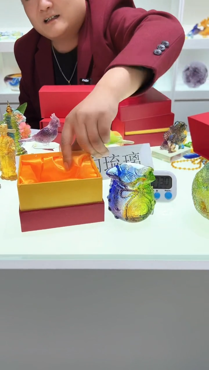 【闪购商品】泥塑古法琉璃福袋摆件