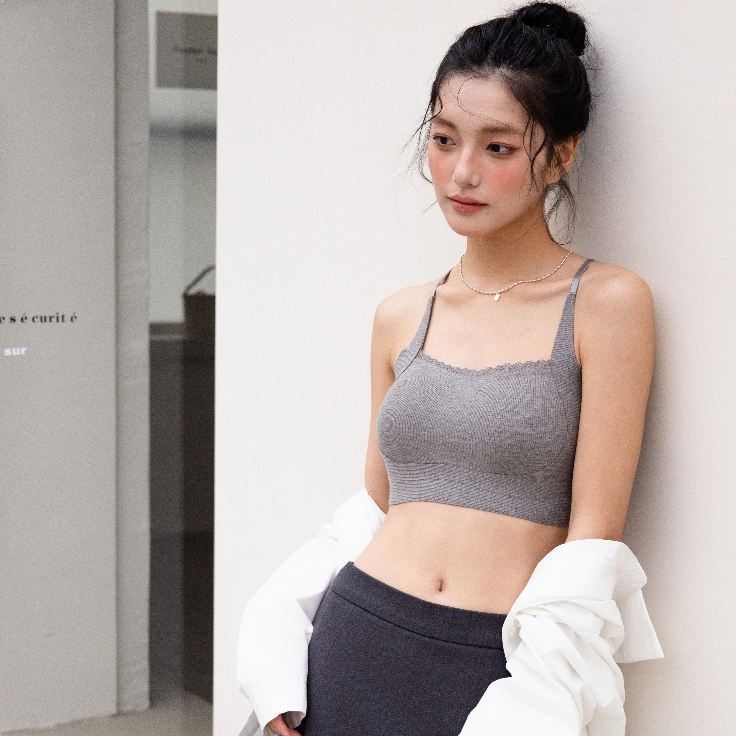 无痕全罩杯防走光抹胸内衣女秋冬磨毛螺纹文胸  3239