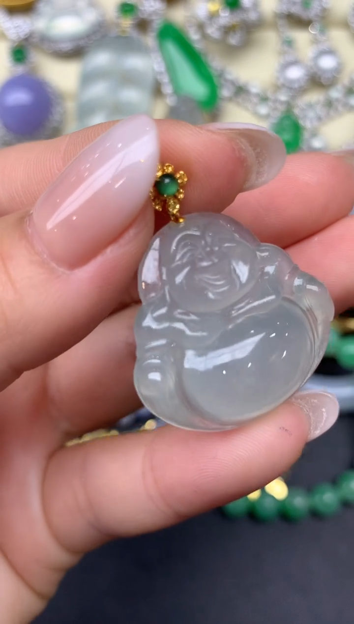 翡翠18K金镶嵌颈饰107-雪姐翡翠天天见