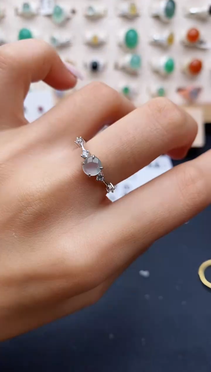 【闪购商品】翡翠戒指银S925镶嵌缅甸翡翠