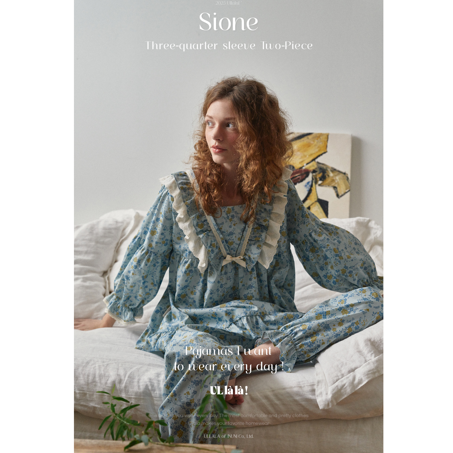 【野子家】韩国UL家/春季碎花甜美家居服套装裙子战袍25138女款