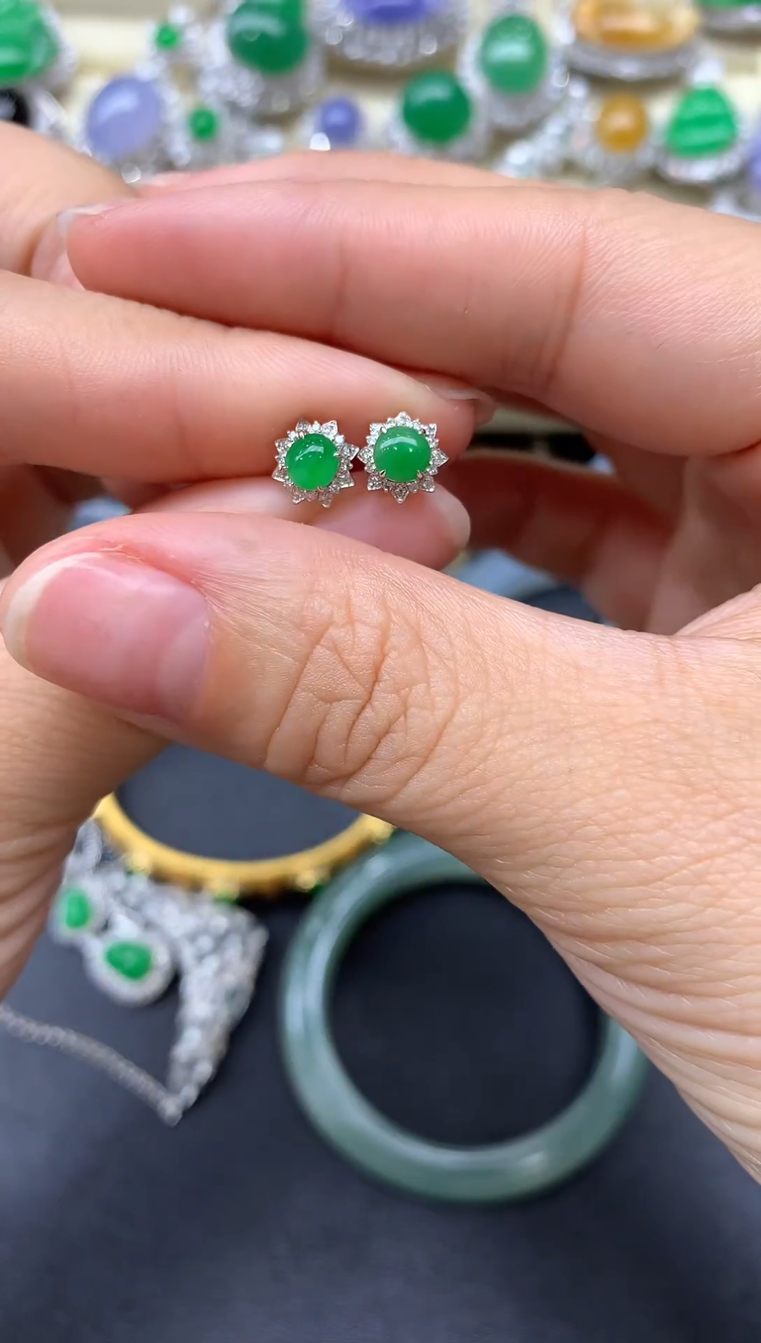 【闪购商品】翡翠耳饰18K金镶嵌269-中国好珍宝