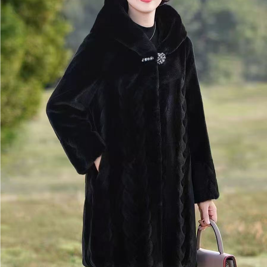 新款中长款麻花帽款时尚外套12-25