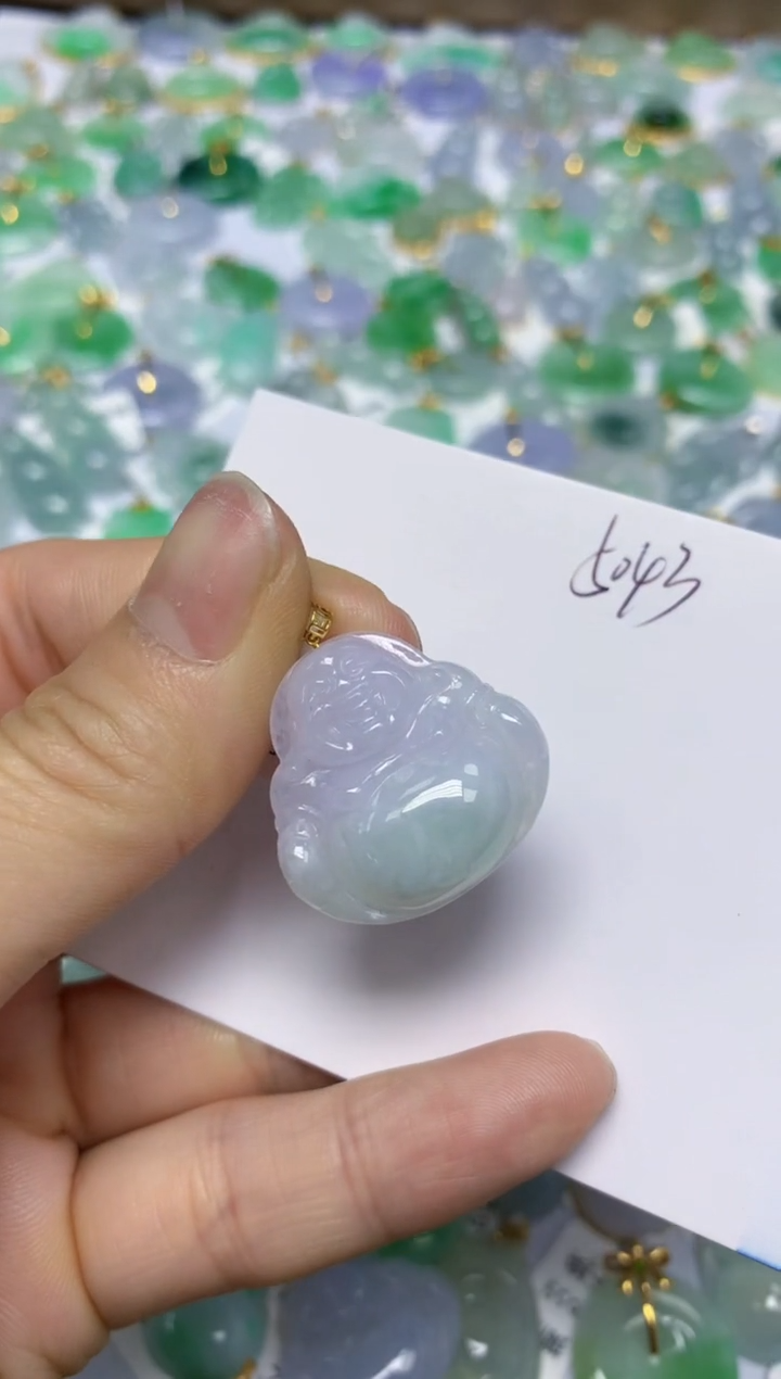 【闪购商品】翡翠挂件18K金镶嵌 天然翡翠A货