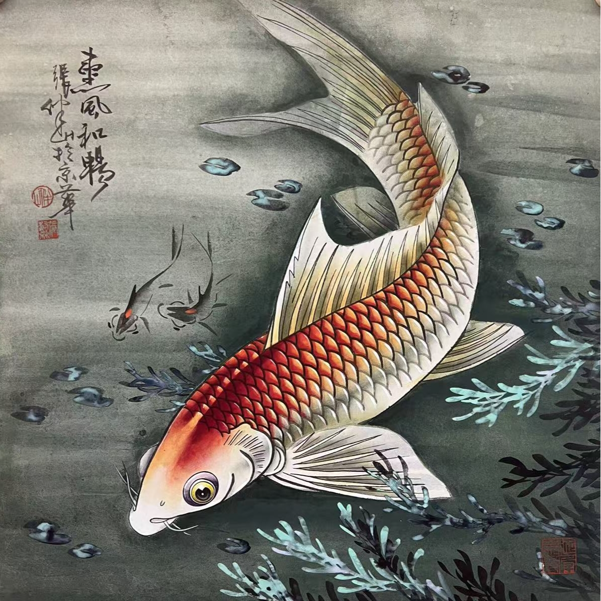 张老师工笔鱼系列国画作品