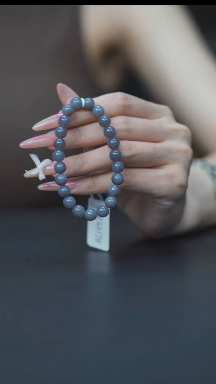 未镶嵌手串和田玉HC30174烟紫圆珠手串