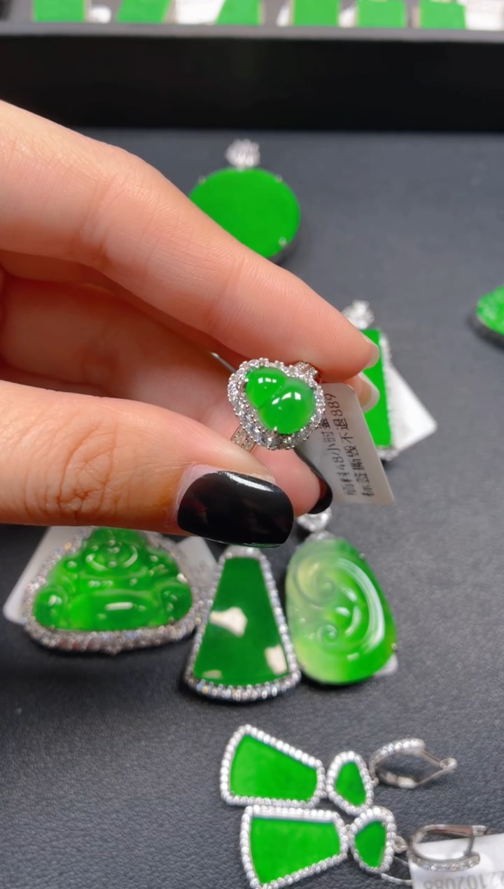 银S925镶嵌戒指翡翠V*0