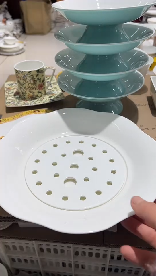 骨瓷白瓷饺子盘隆达骨瓷