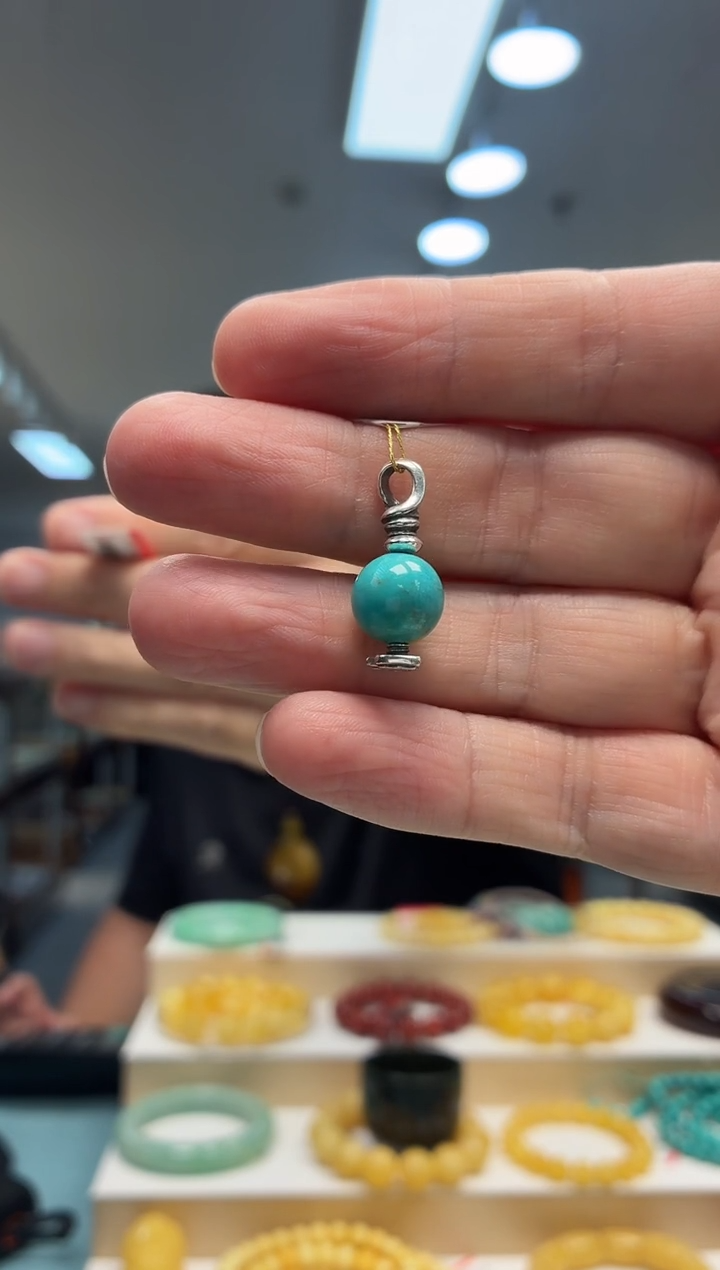 银S925镶嵌绿松石颈饰2*合吊坠