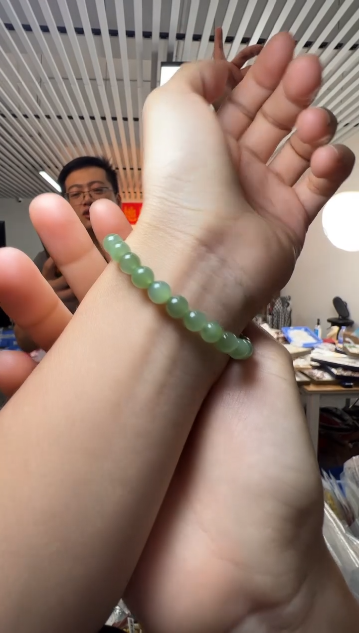 未镶嵌手串和田玉碧玉圆珠约6mm项链拆单圈手串