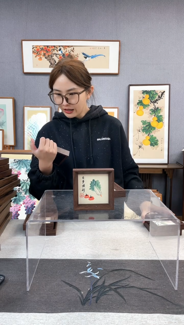 【闪购商品】国画5寸-小摆台作品-白菜