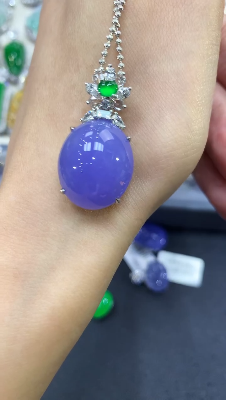 【闪购商品】翡翠吊坠(不含链)18K金镶嵌w66紫货有色差