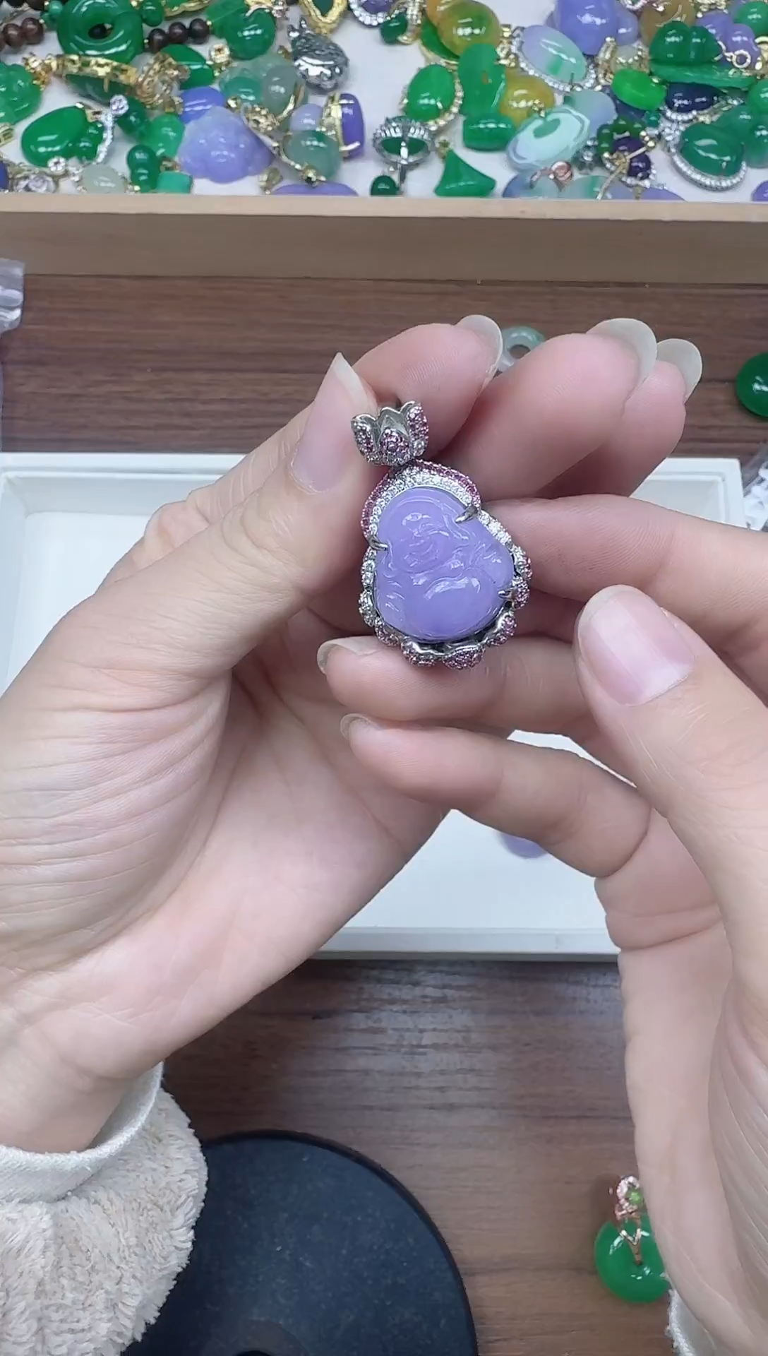 吊坠(赠链)未镶嵌翡翠紫莲花佛