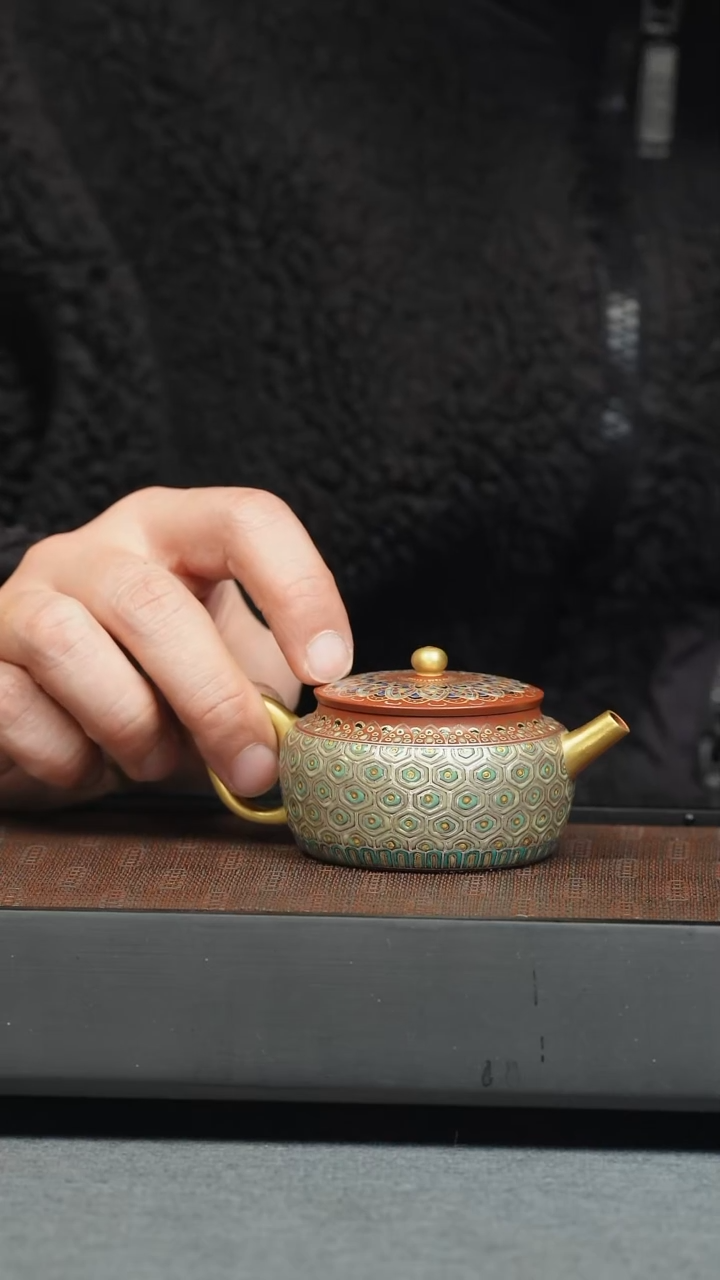 【闪购商品】紫砂茶壶五堂 宝相宋锦壶