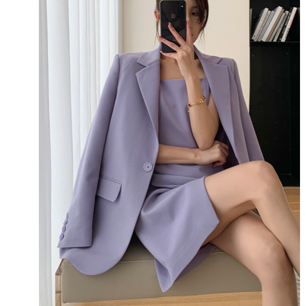 FM2207203202紫色吊带连衣裙