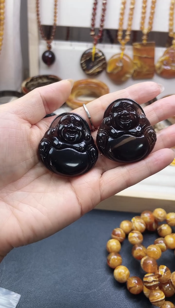 未镶嵌黑曜岩颈饰佛公吊坠