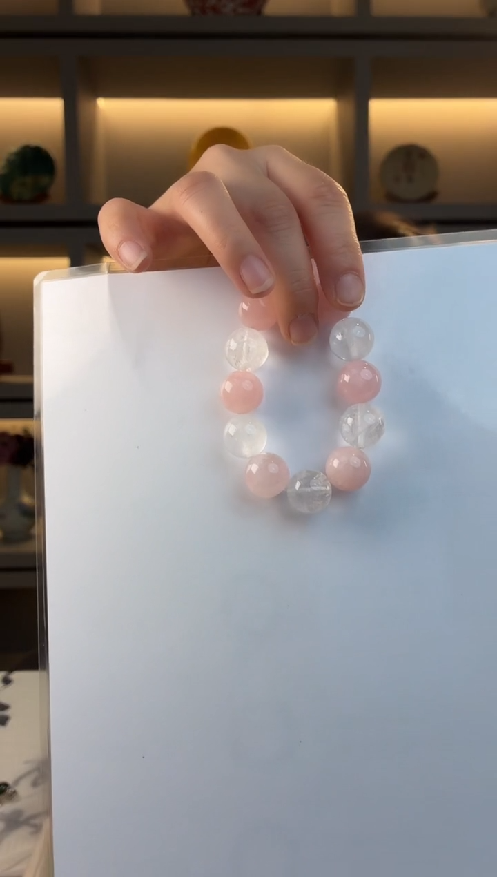 颈饰未镶嵌水晶马粉白幽灵手串