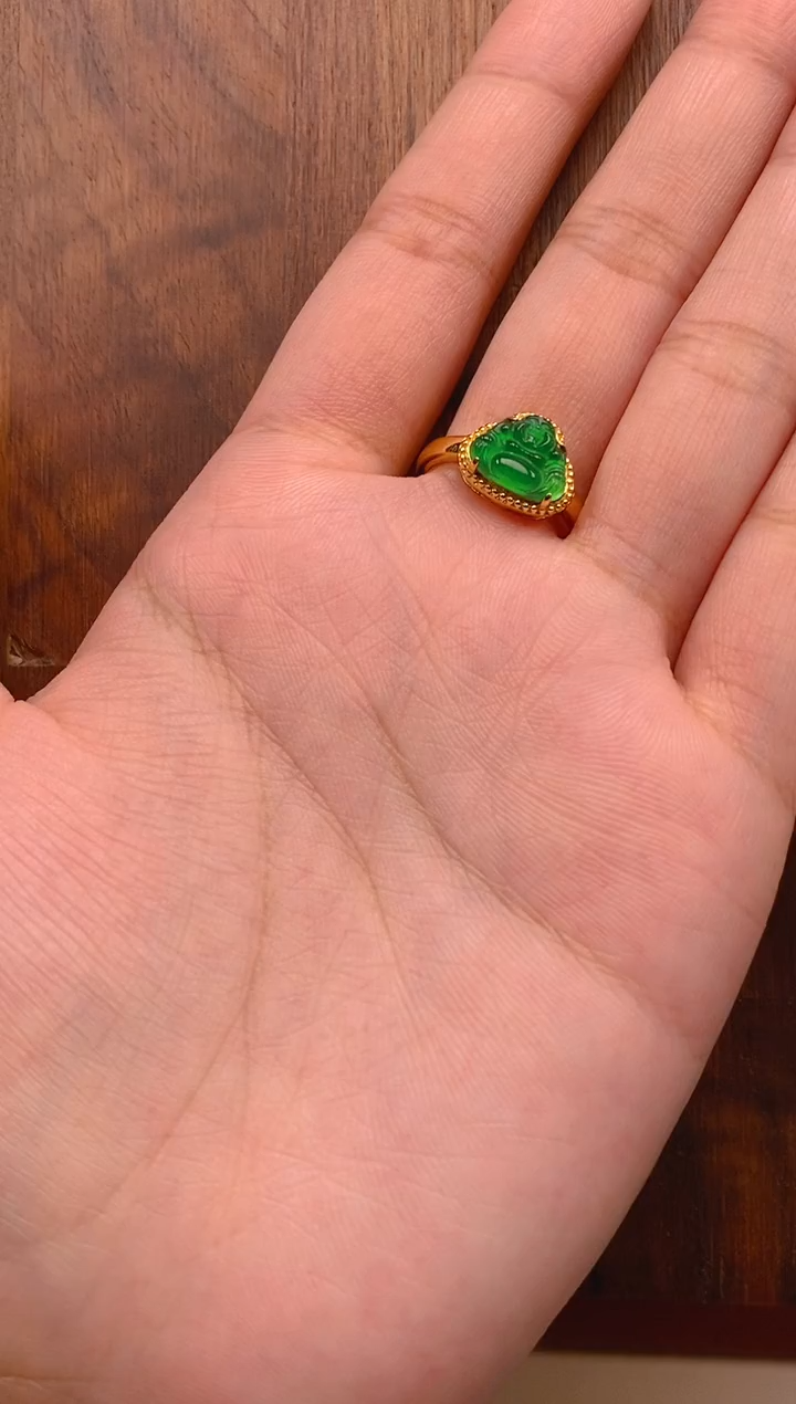 【闪购商品】翡翠戒指银S925镶嵌佛公戒指