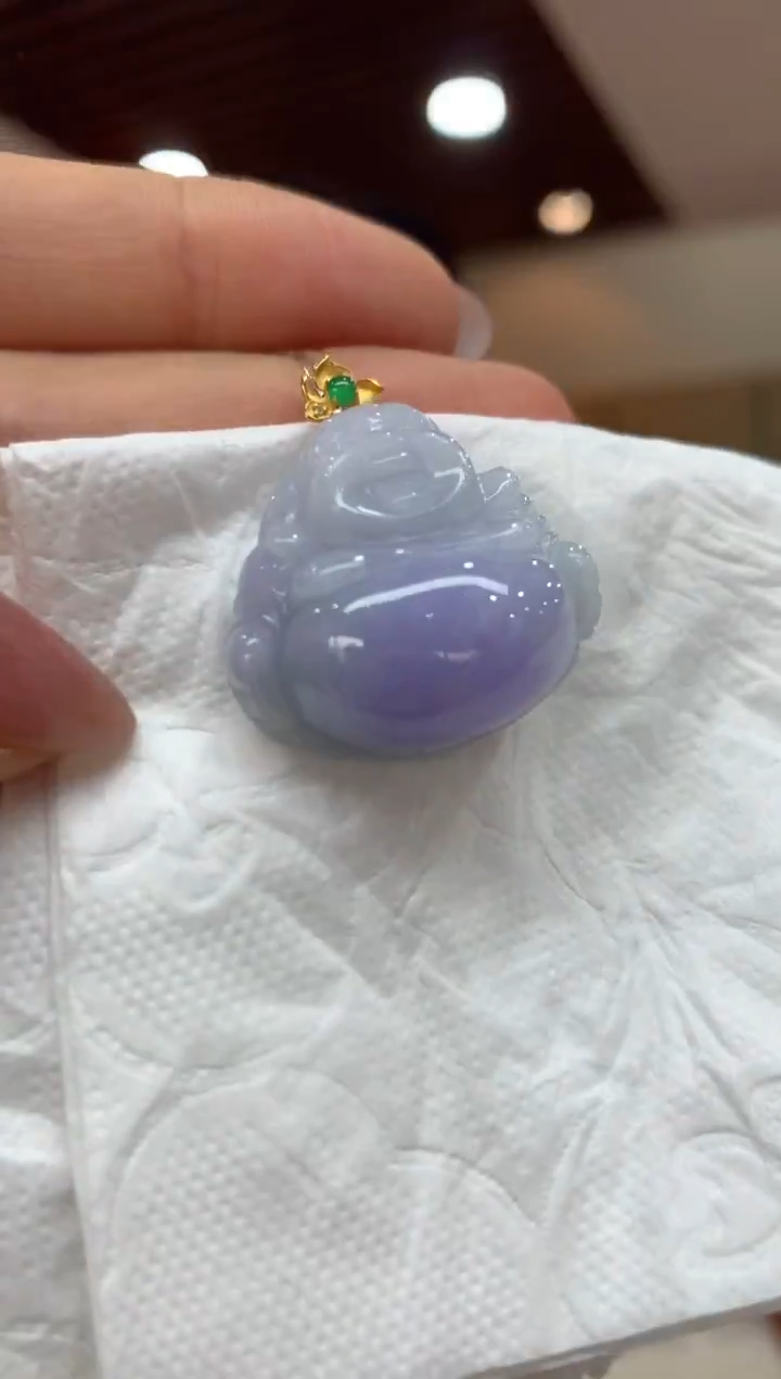 吊坠(不含链)18K金镶嵌翡翠佛公