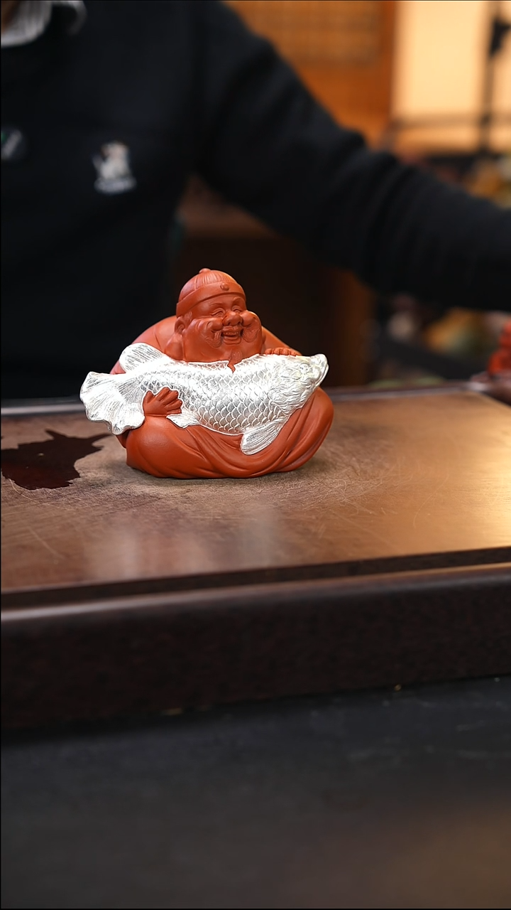 ?***道描银李建伟雕塑茶宠