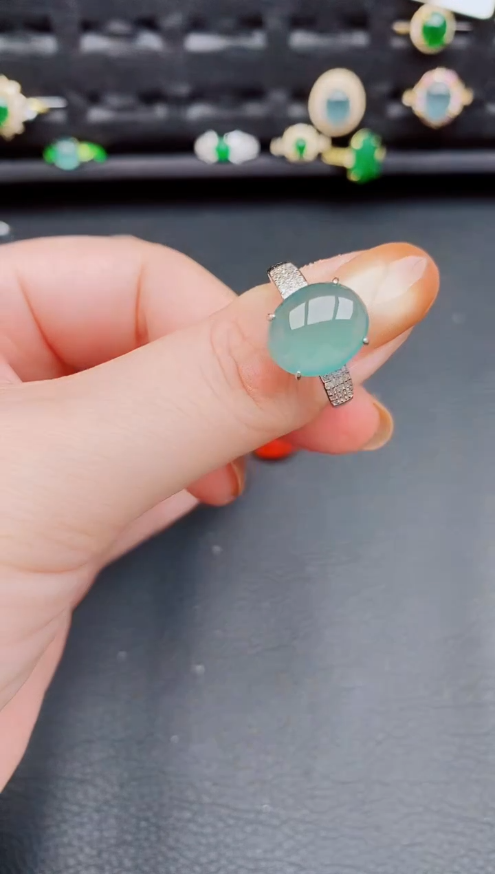 【闪购商品】翡翠戒指银S925镶嵌天然a货翡翠391
