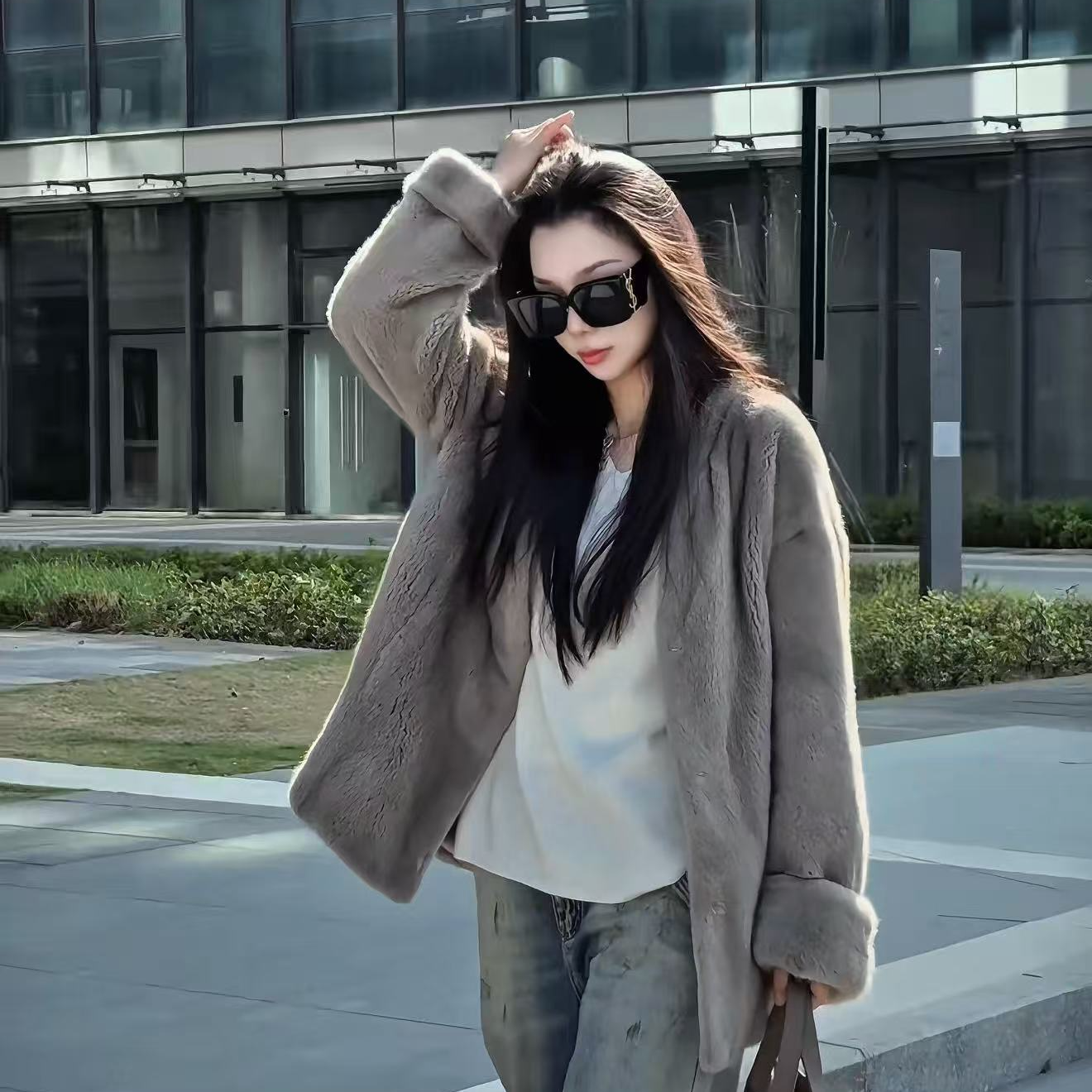 BIKKBLANC【云端漫步】进口紫金短二整貂宽松廓版貂毛外套6004牛