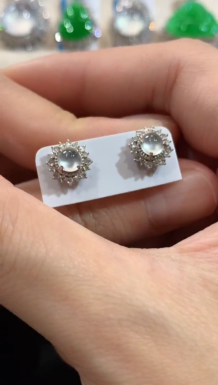 18K金镶嵌翡翠耳饰A57  多样性发货一件