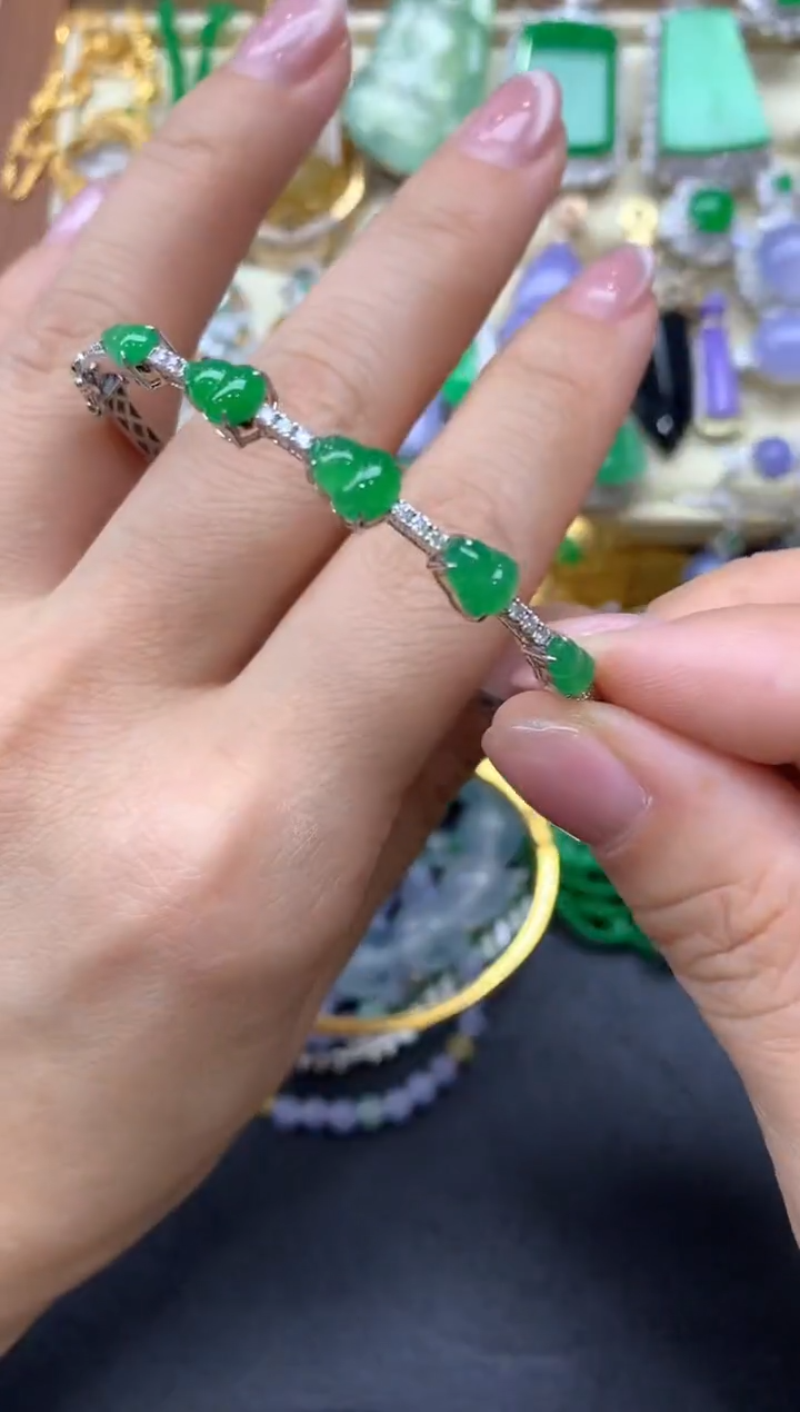 【闪购商品】翡翠手镯18K金镶嵌373中国好珍宝