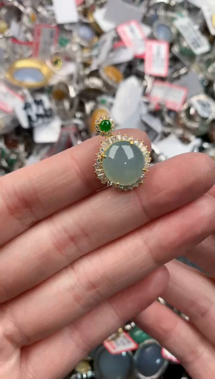银S925镶嵌戒指翡翠12                  6