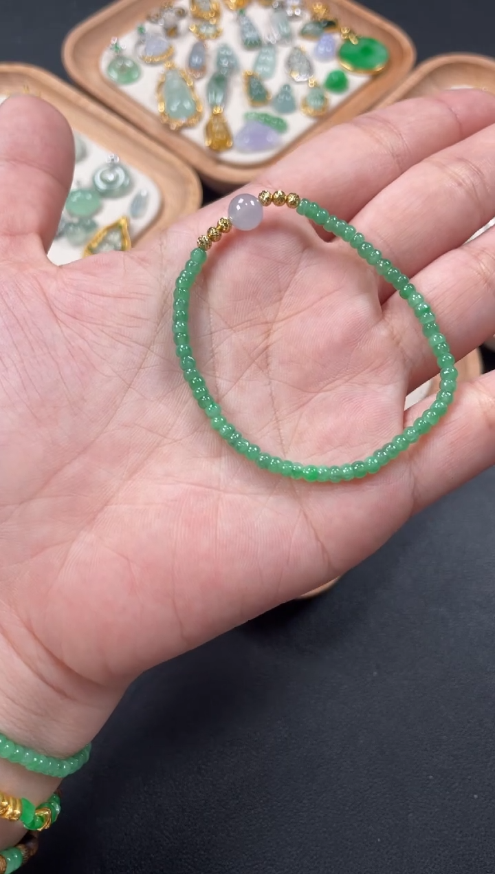 翡翠18K金镶嵌套链多样性    发货一条    P243