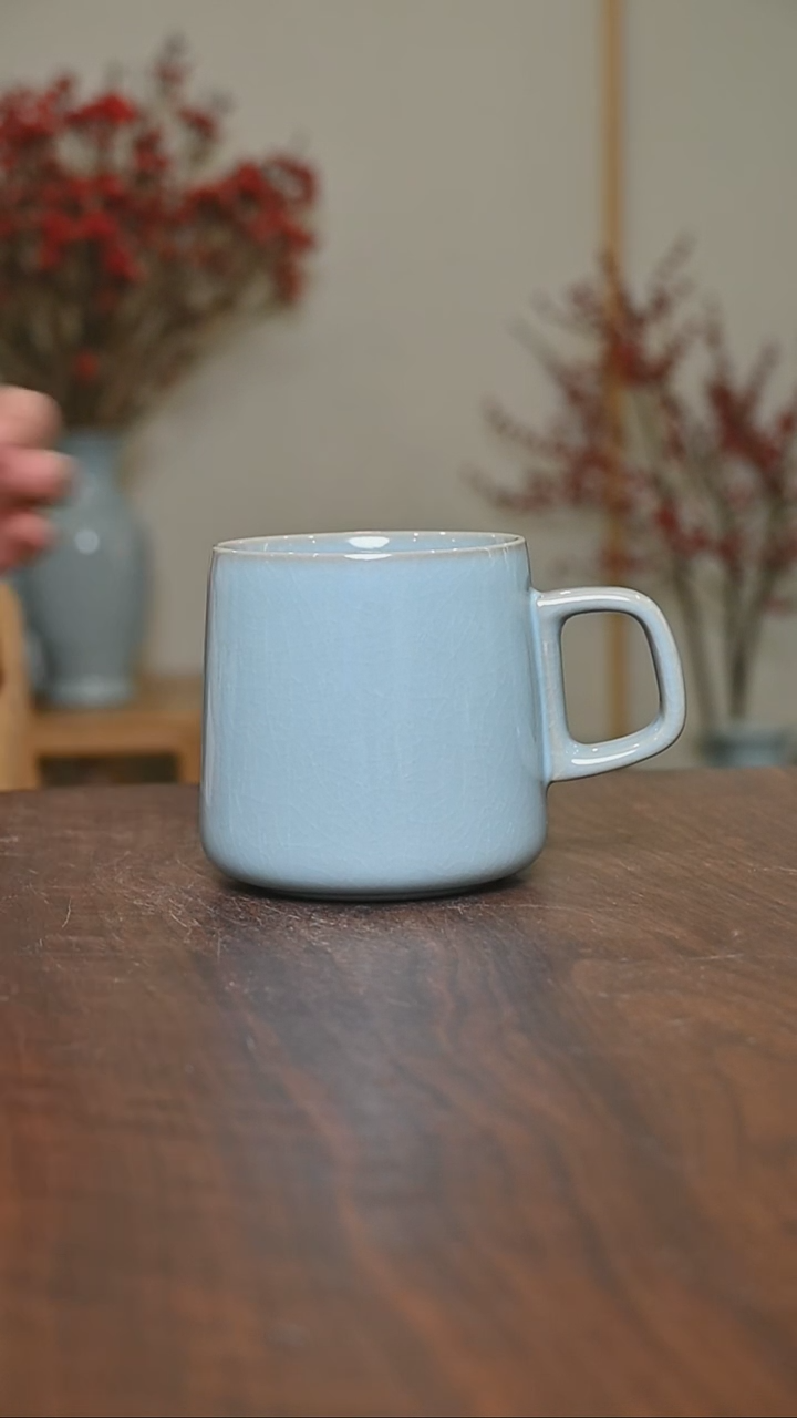 【闪购商品】其他#微瑕天青釉无款方胜杯450毫升