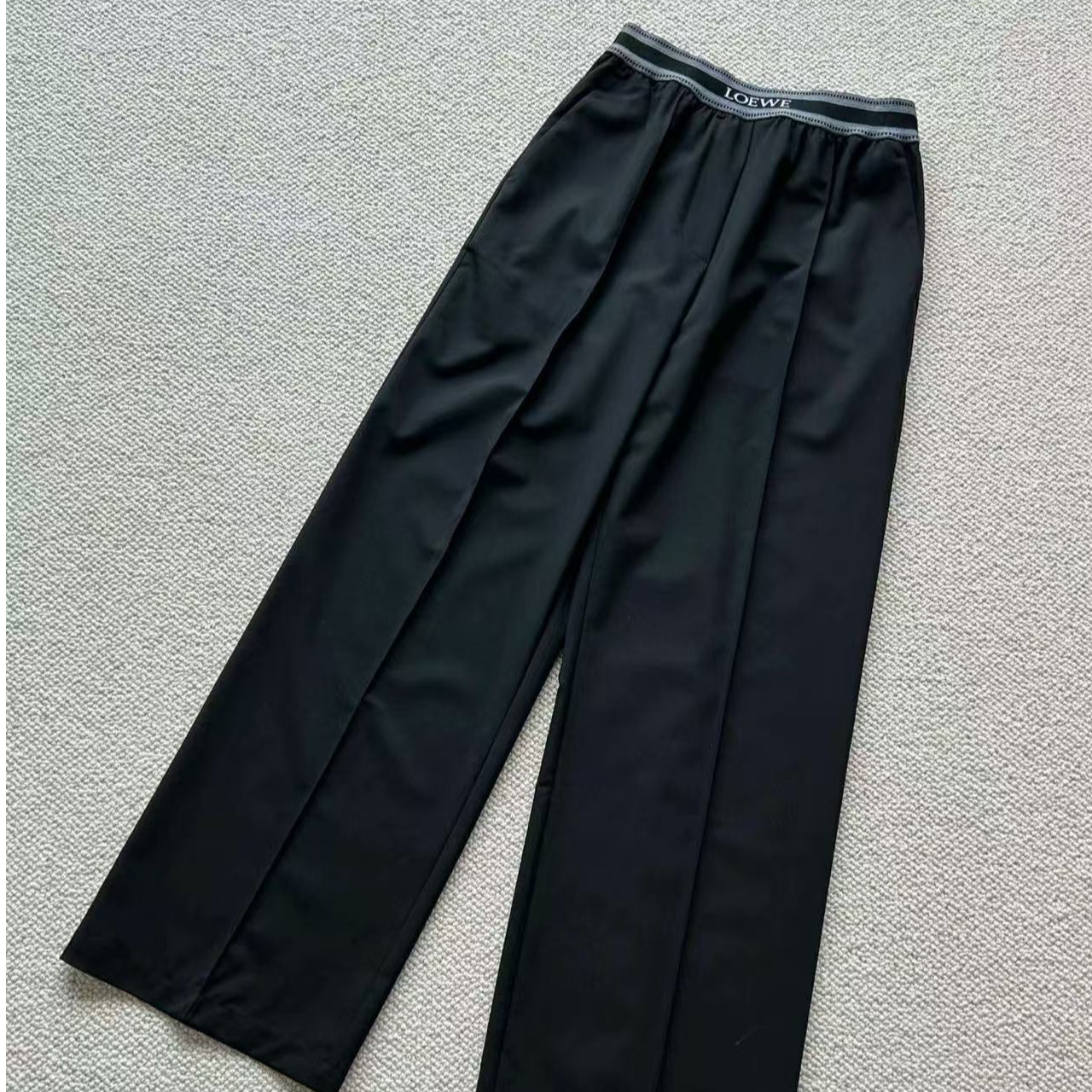 99新 LOEWE/罗意威 Loewe罗意威羊毛松紧织带阔腿长裤Xs码