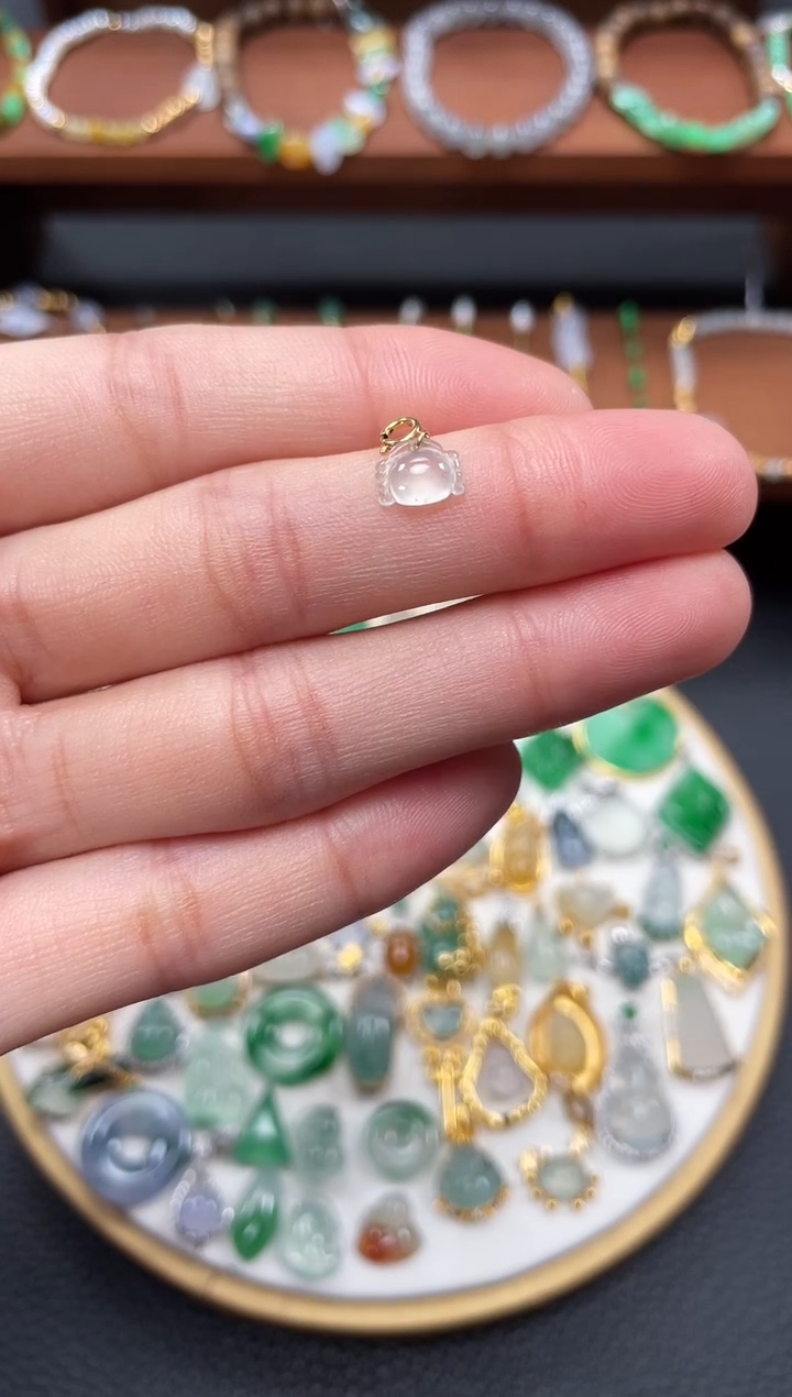 【闪购商品】翡翠吊坠(不含链)18K金镶嵌一个  JK439