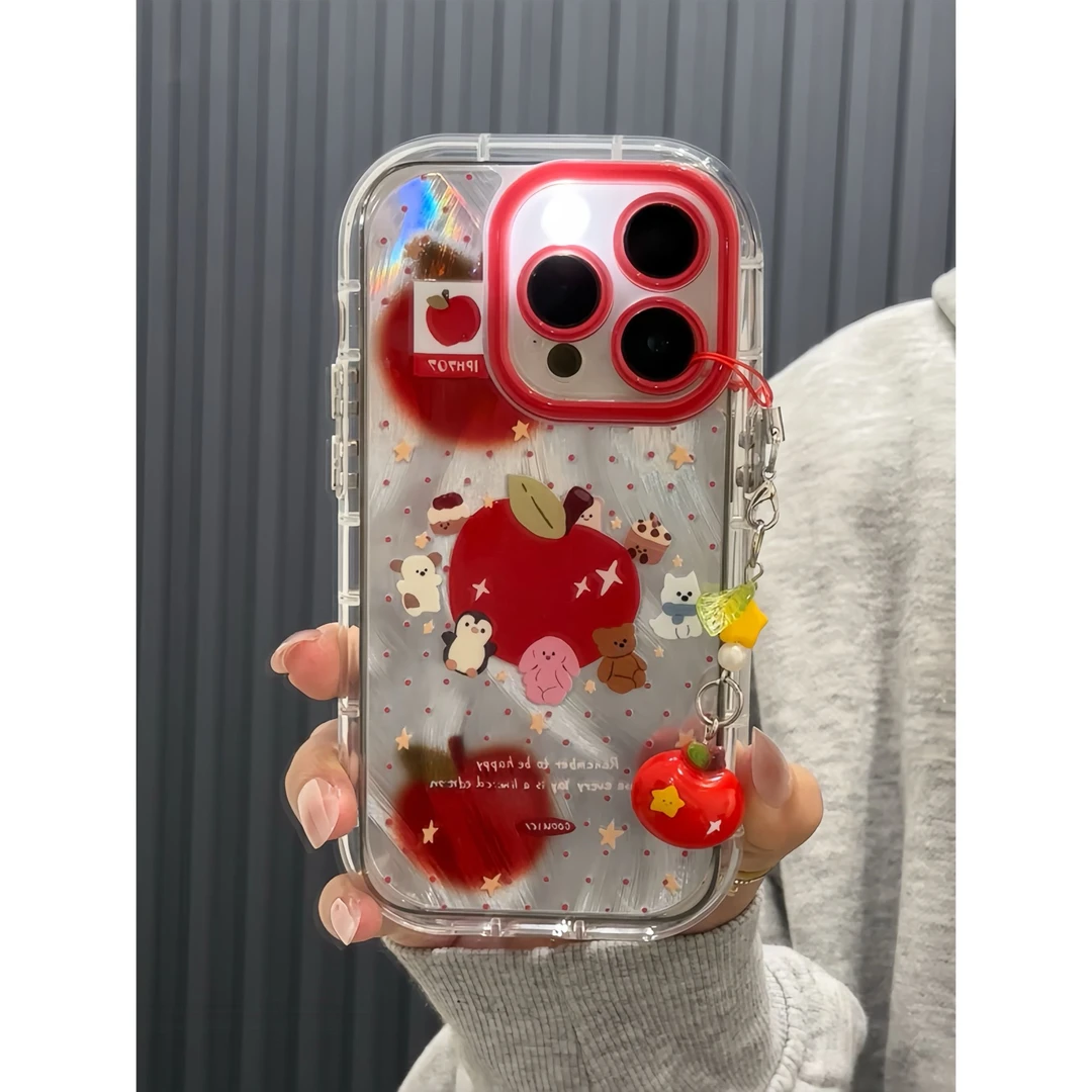 标签红苹果羽纱泡芙手机壳壳适用苹果华为OPPO小米VIVO