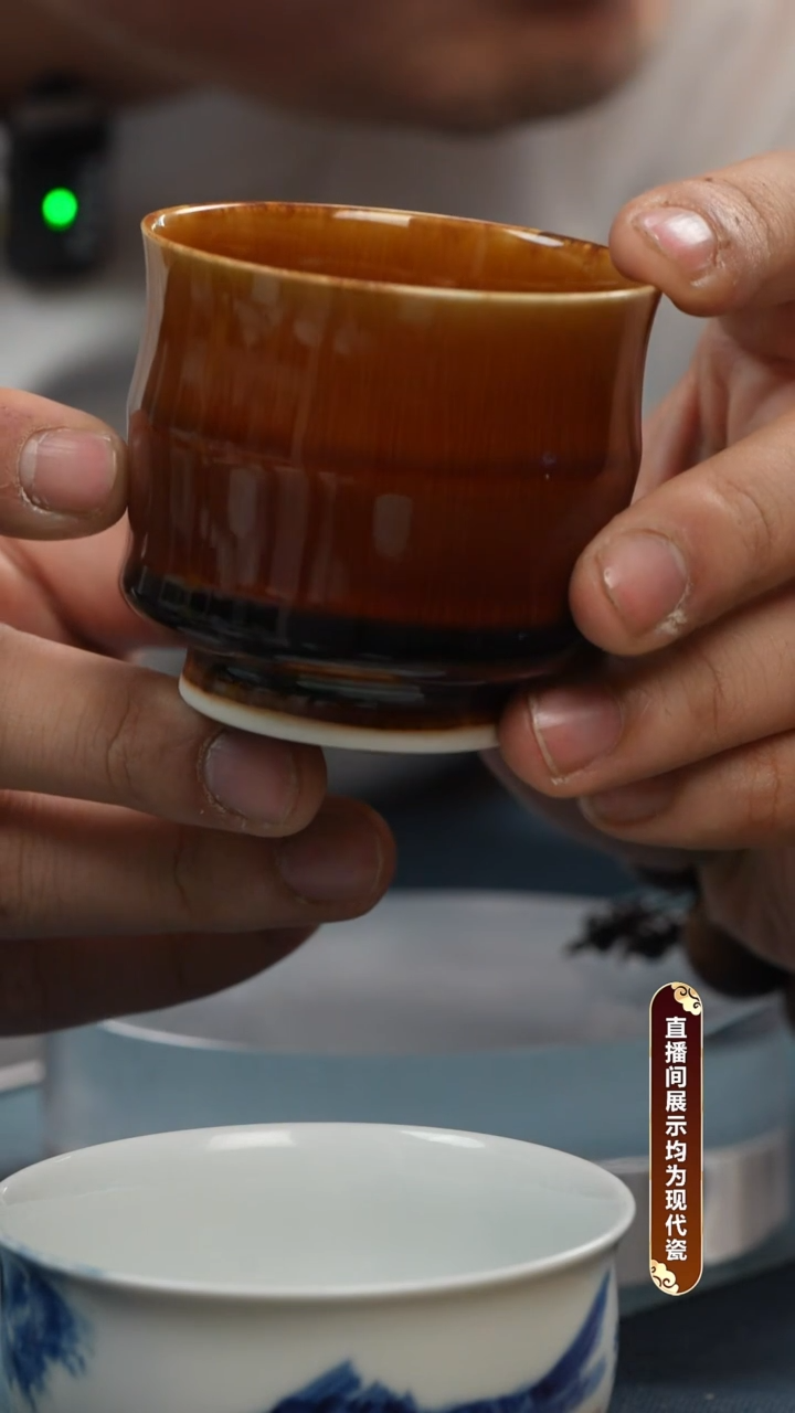 杯子瓷郎牙黄竹节杯
