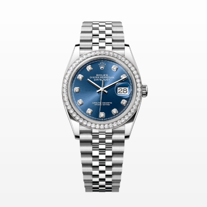 未使用 Rolex/劳力士 全套/日志/126284/镶钻/蓝色/外圈满钻