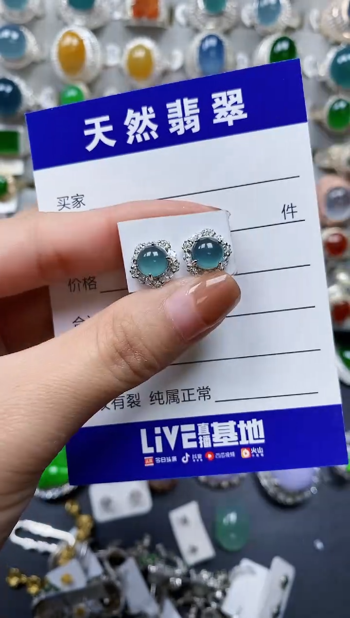 【闪购商品】翡翠耳饰银S925镶嵌0356