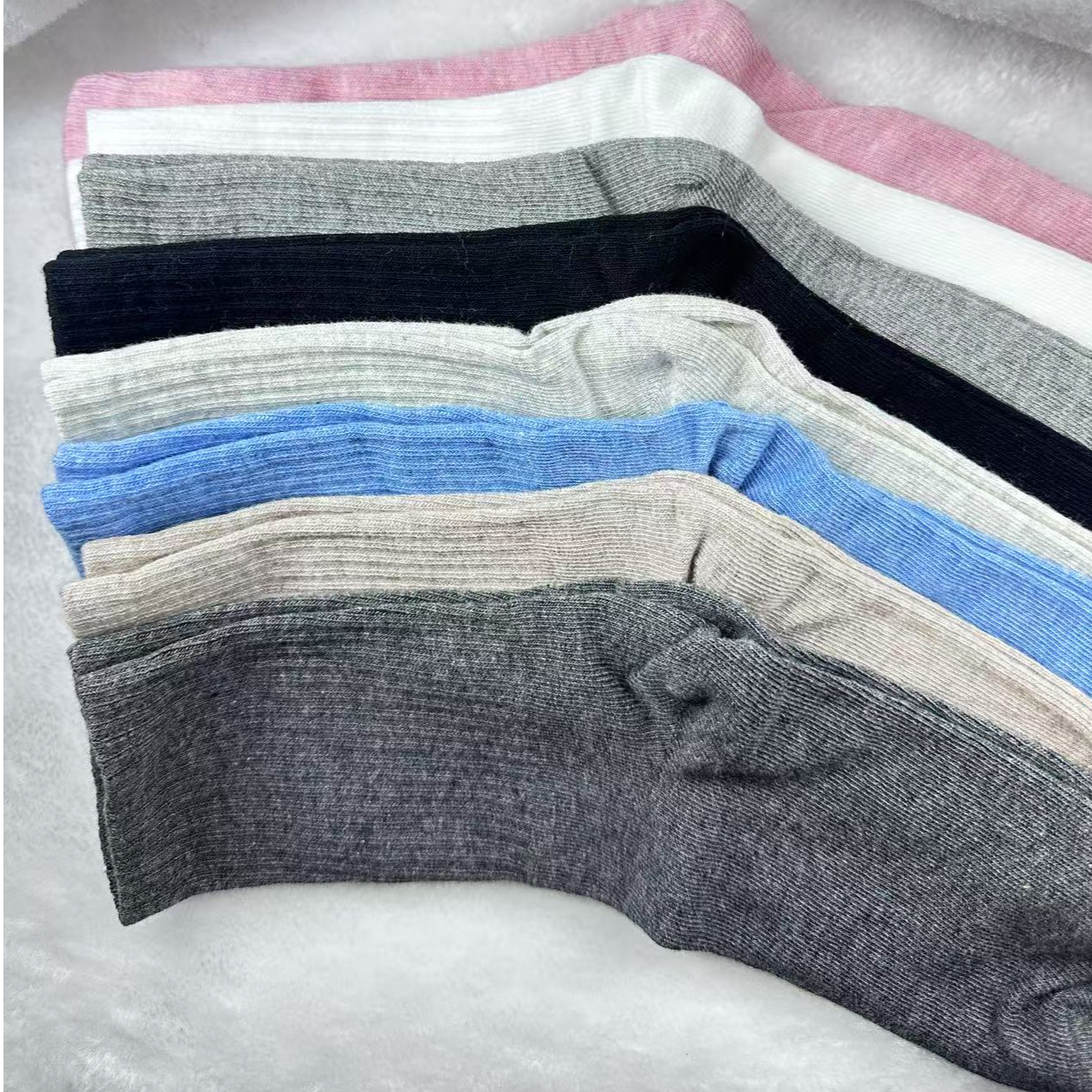 【6双装】A04 纯色棉中长筒袜男女通用