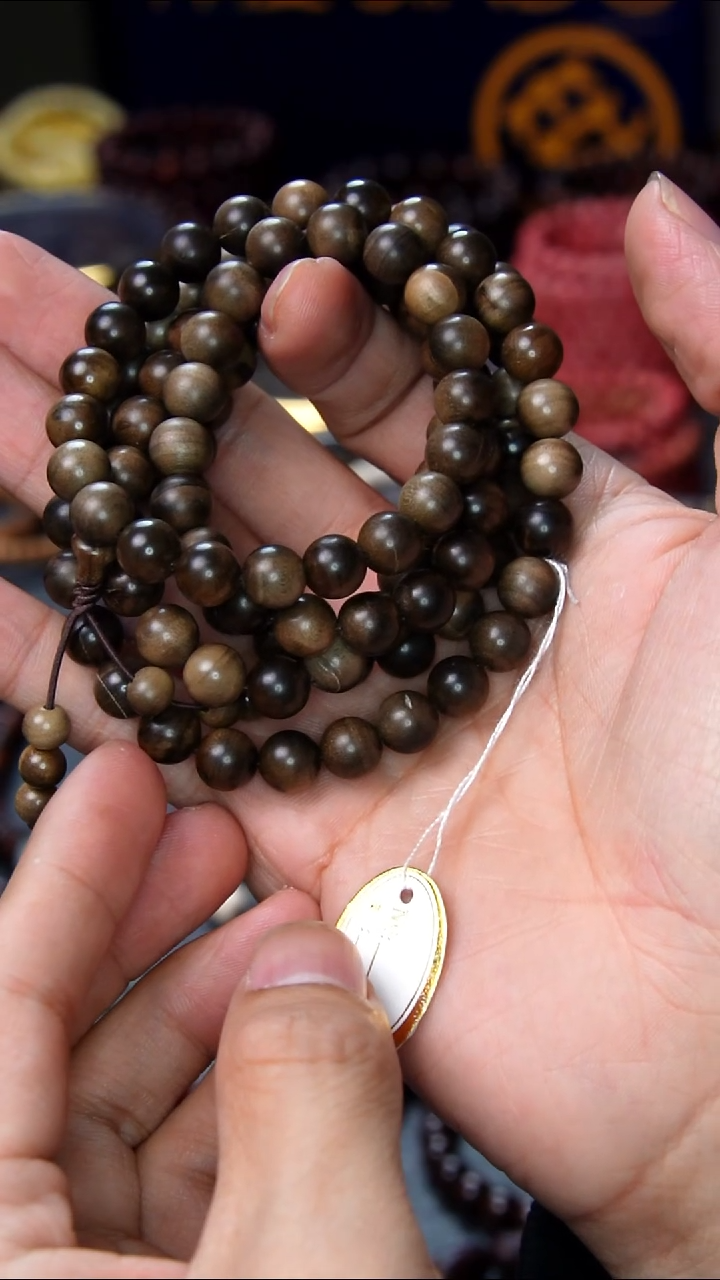 檀香木手串/手链SG004 印度老山檀阴沉沉水8mm多圈 微瑕