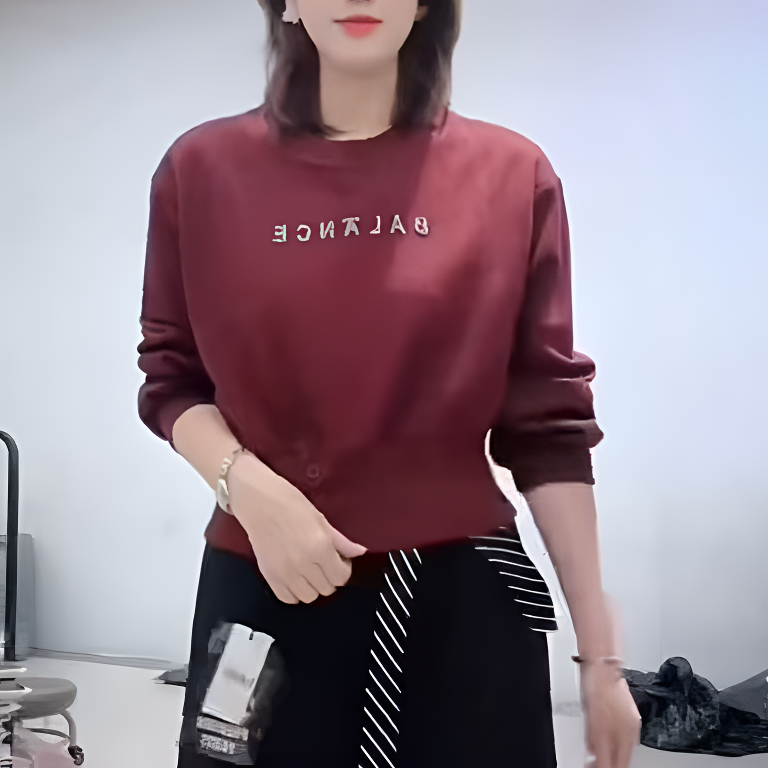 【玲子现货】792 欧货纯色字母卫衣女上衣