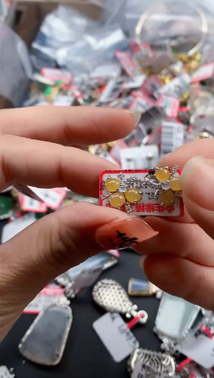 银S925镶嵌戒指翡翠天然A货缅甸翡翠