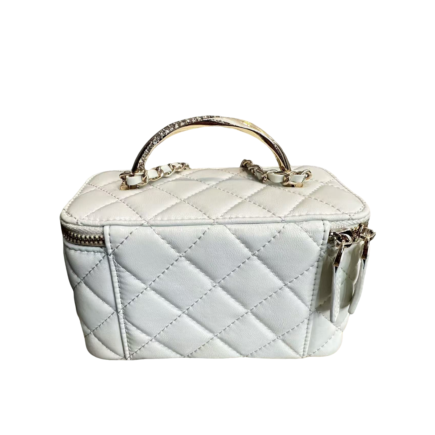 TOLEX2025新款手工时尚钻盒子百搭真皮女包白色/黑色17cm