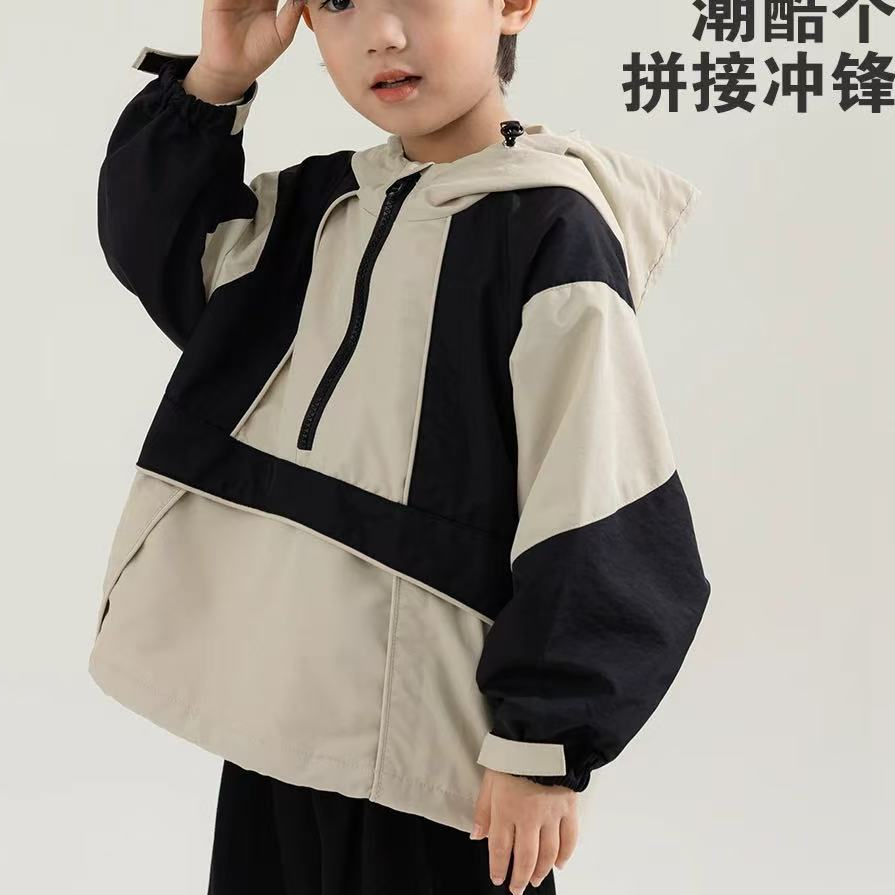 【现货】WT-6270儿童休闲宽松潮版风衣外套 春秋新款中大童外套