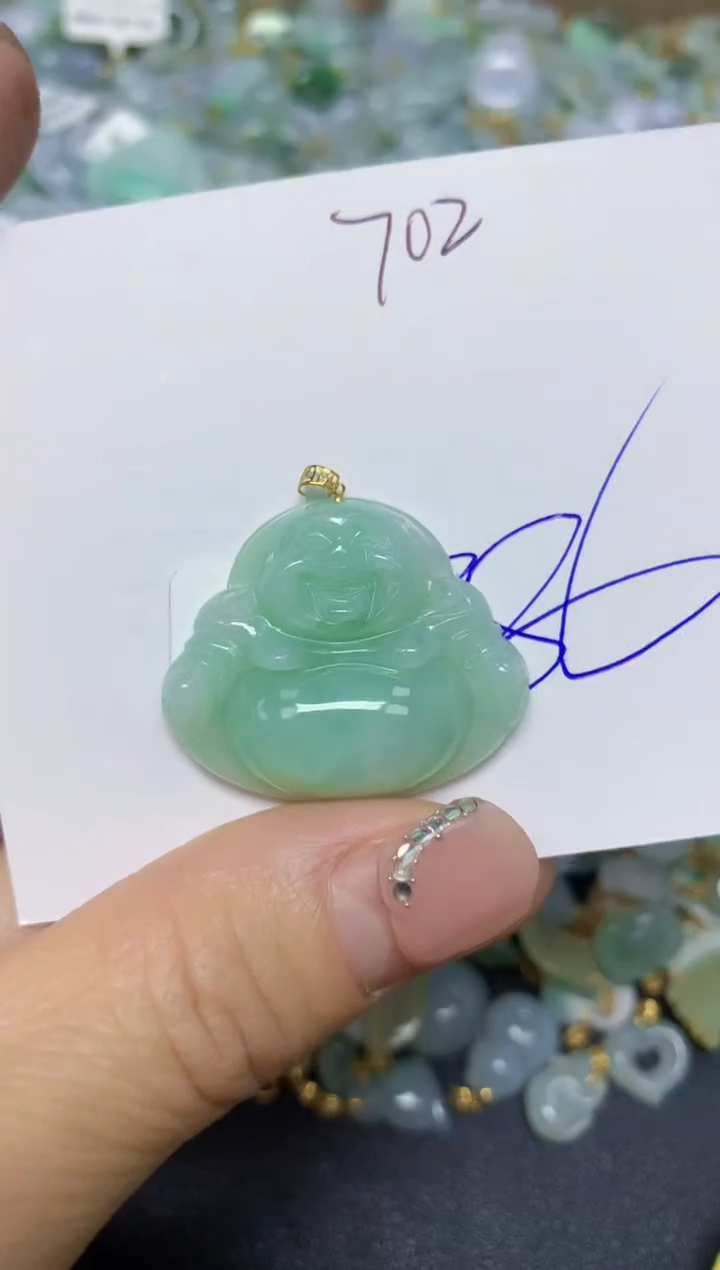 【闪购商品】翡翠挂件18K金镶嵌 天然翡翠A货