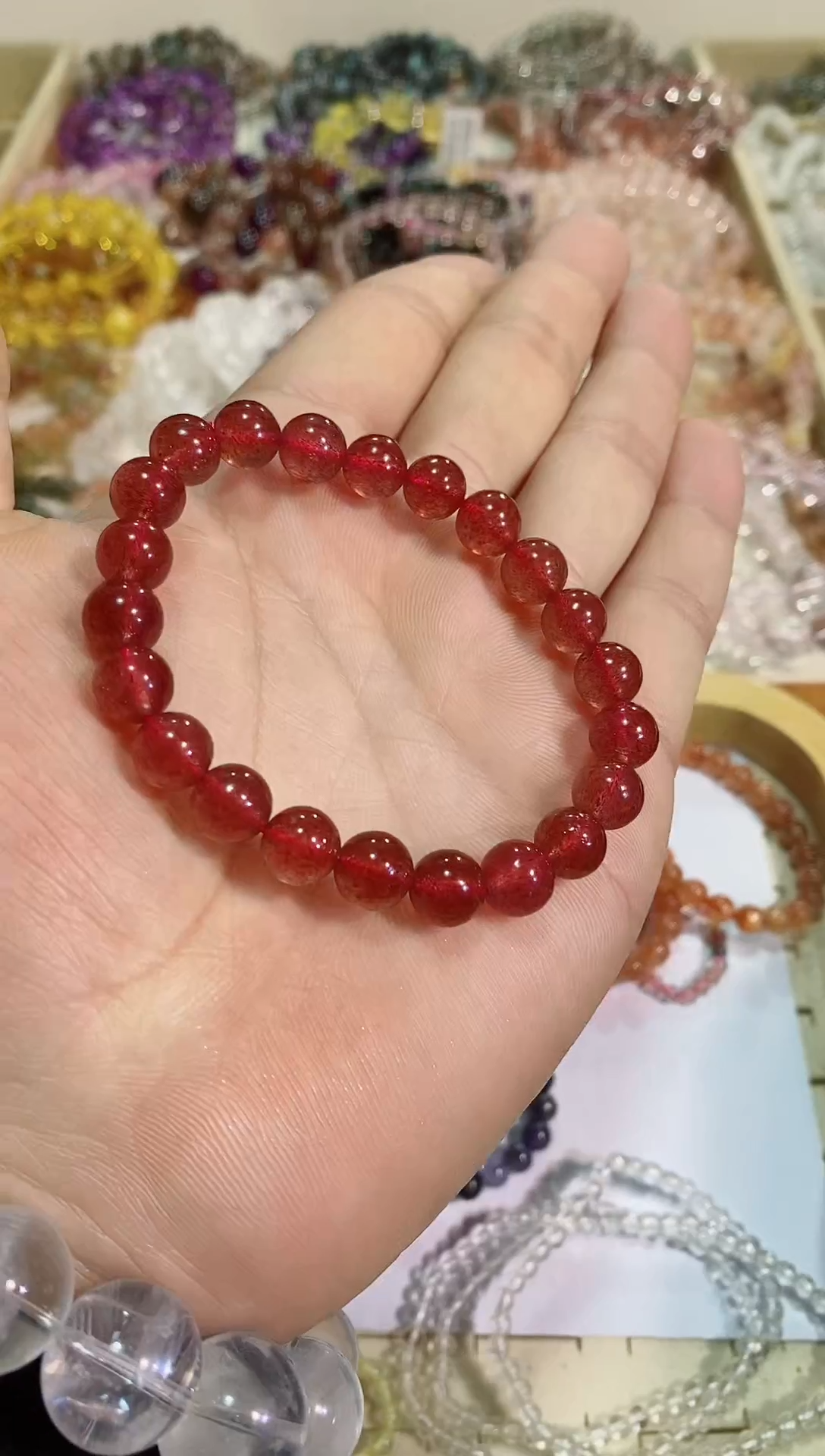 【闪购商品】水晶手链未镶嵌鸽血红草莓晶8M+ （多样性发其一）