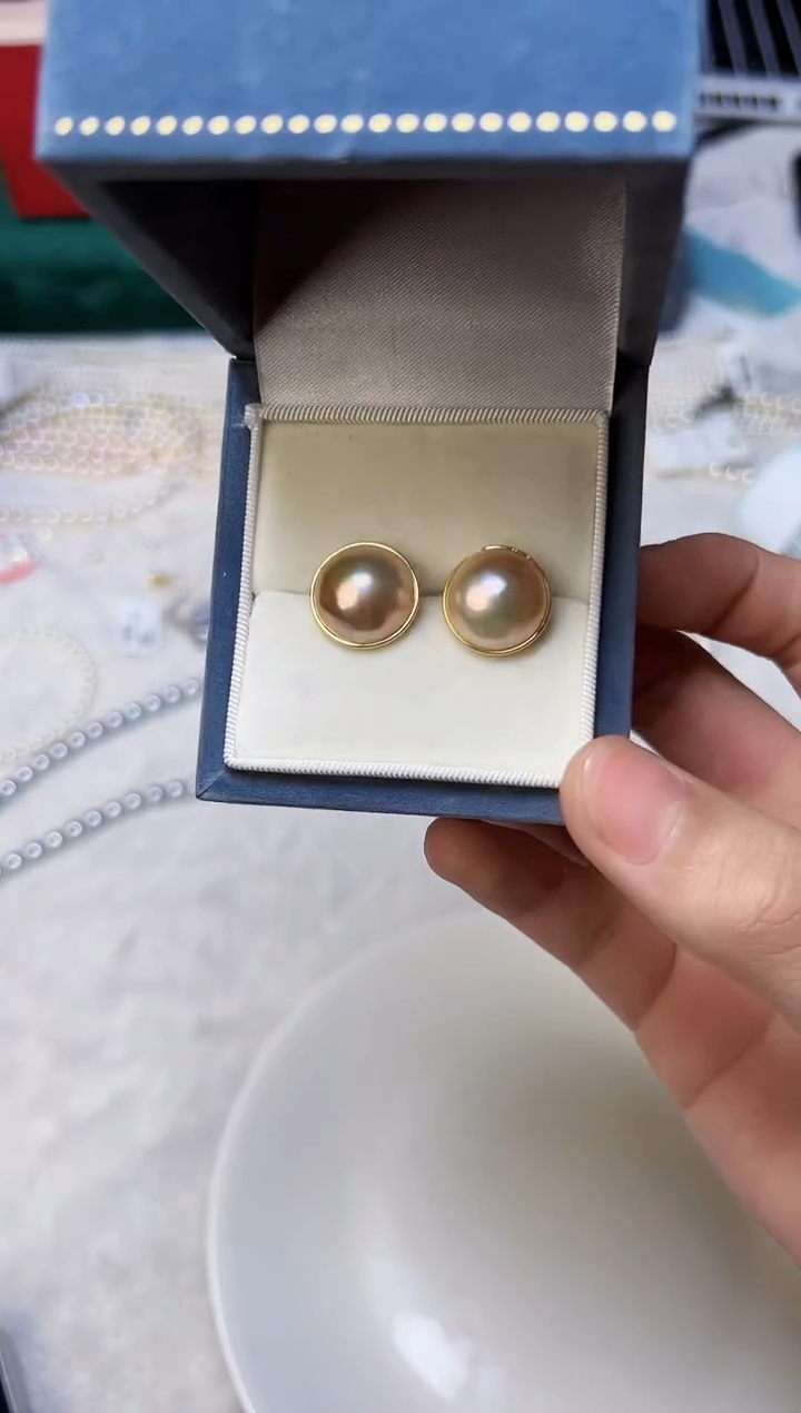 【闪购商品】拼合珍珠（马贝珠）耳饰银S925镶嵌006