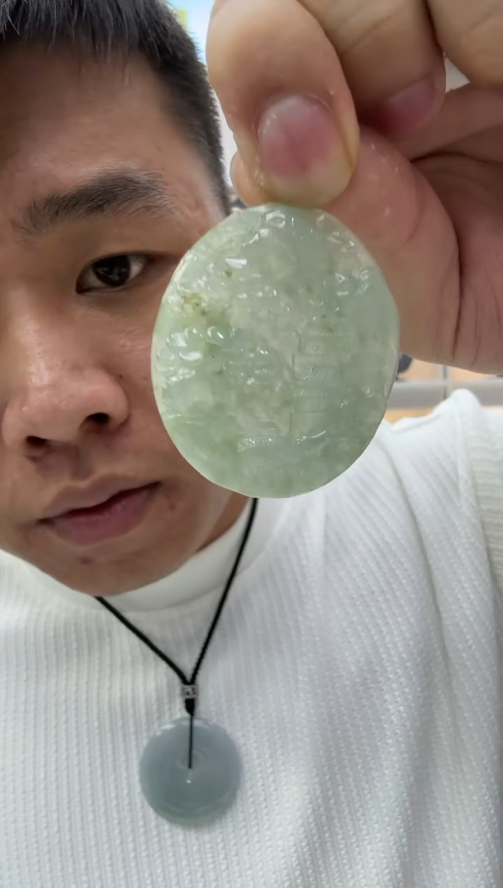 颈饰未镶嵌翡翠天然翡翠A货孤品一件