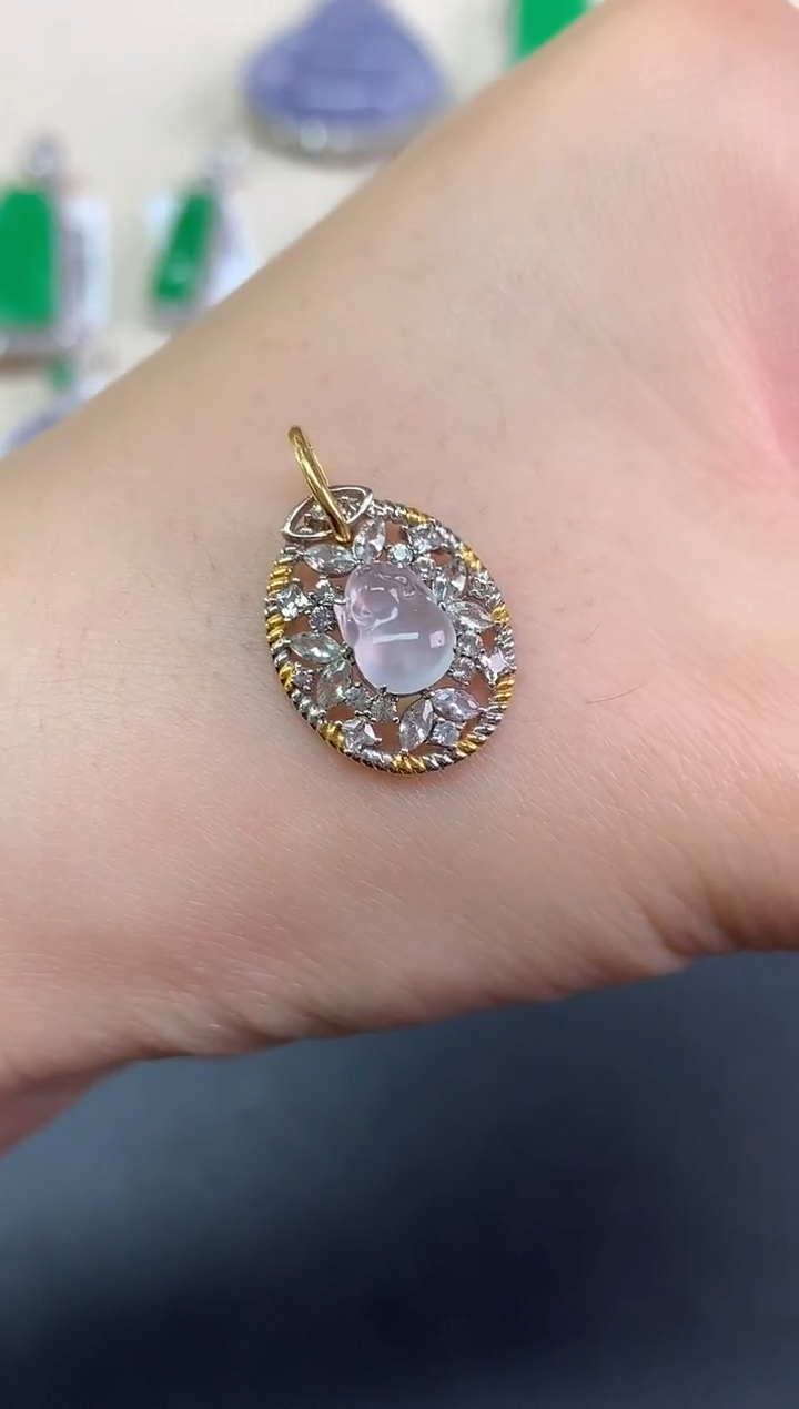 吊坠(不含链)18K金镶嵌翡翠吊坠(不含链)|980