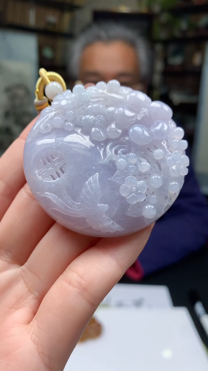 【闪购商品】定制翡翠18K金镶嵌1076ry-毛货挂件18